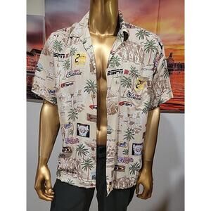 ESPN Zone Mens SIZE L Hawaiian Shirt Multicolor Short Sleeve Rayon XGames #WM1